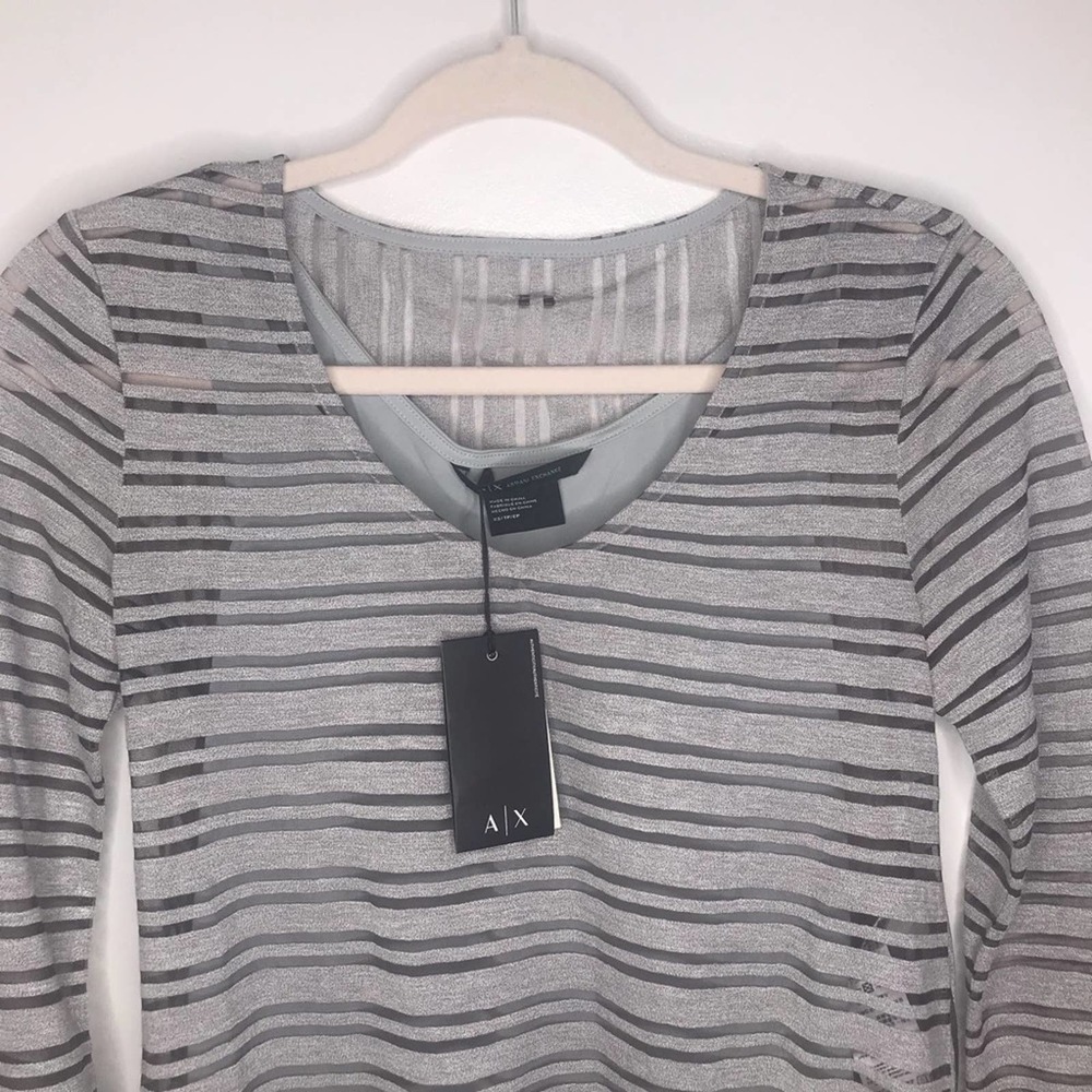 Armani Exchange NWT Grey Stripe Top - Picture 4 of 8